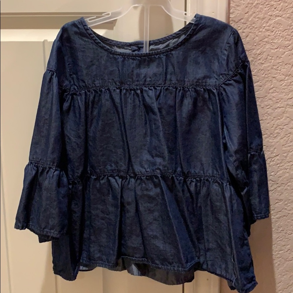 Denim flowy shirt girls medium